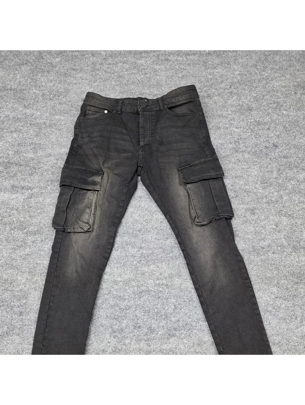 BoohooMAN Black Cargo Jeans